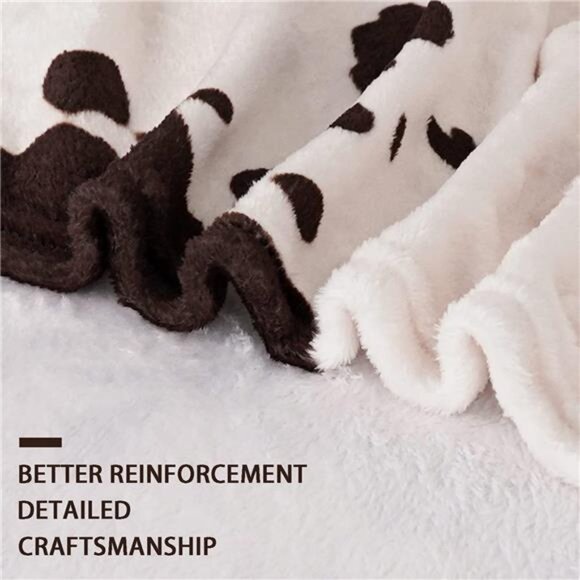 Cow Print Blanket Animal Brown Black Milky White Faux Fur Throw Blankets Western - Picture 4 of 7